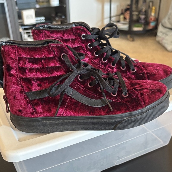 Vans Women's Velvet High-Top Sneakers - Deep Red - Picture 1 of 4